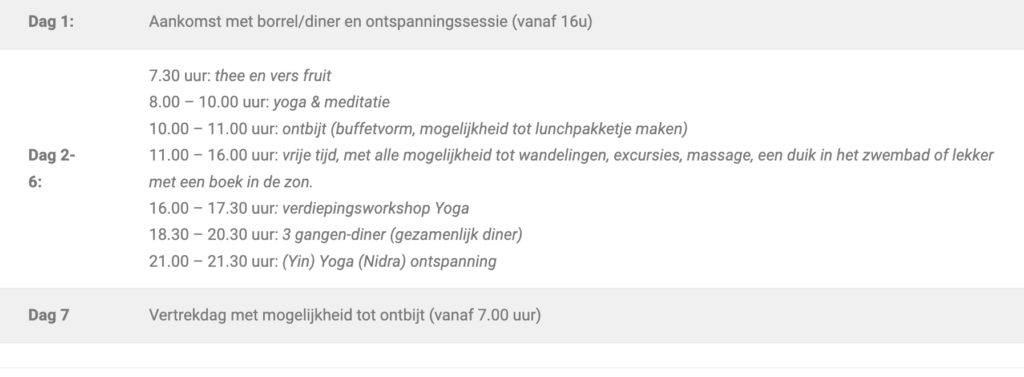 Voorbeeld dagprogramma